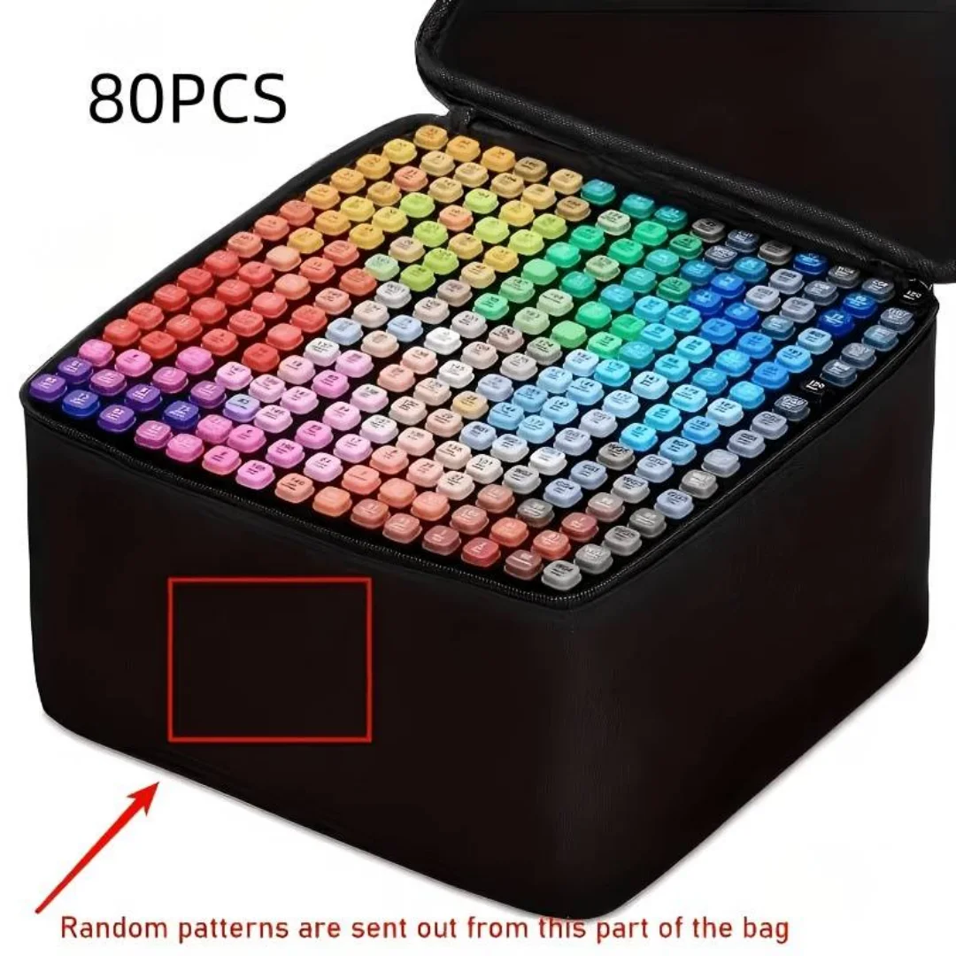 

80PCS head Dual-Tip Markers,Random Colors,Ideal for Anime&Architectural Design,Must-Have Drawing Tools,Professional art markers