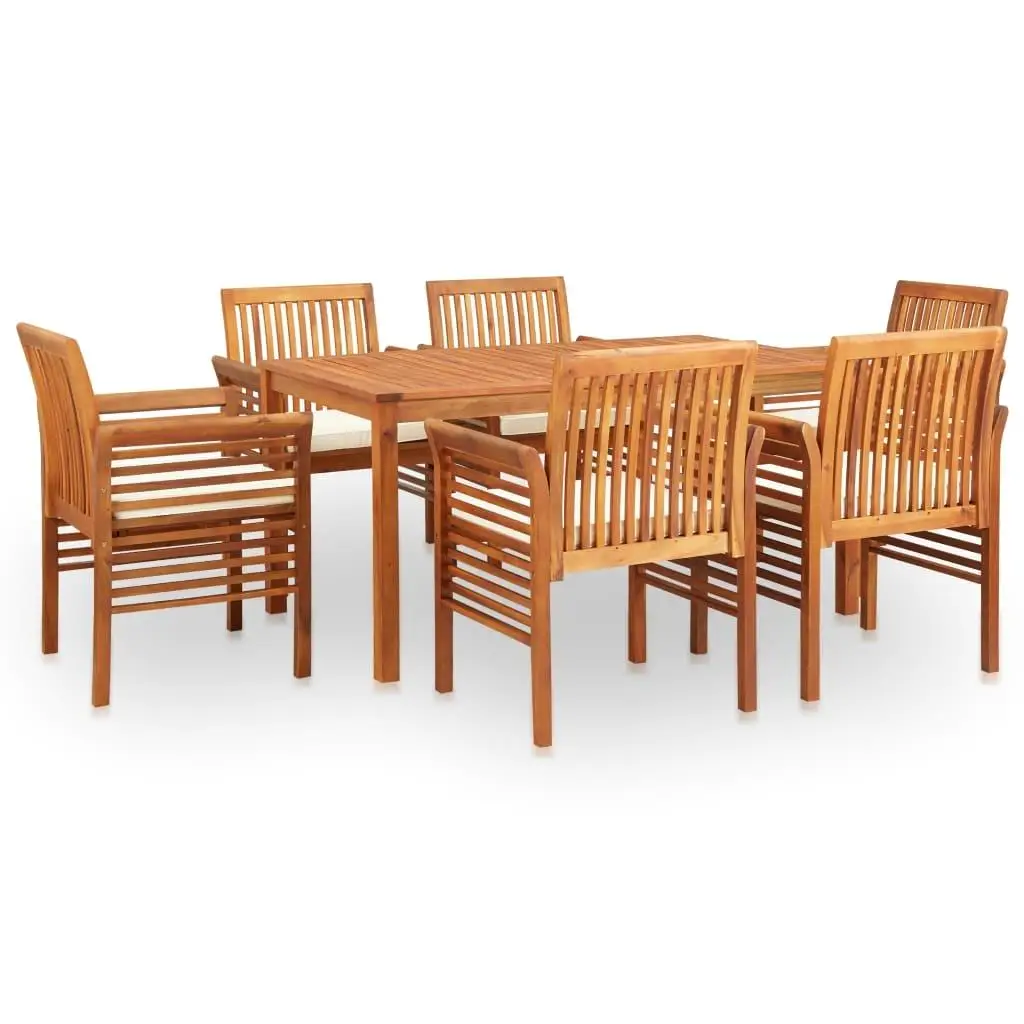 7PC Acacia Wood Patio Dining Set with Cushions - Stylish Outdoor Furniture for Garden & Balcony