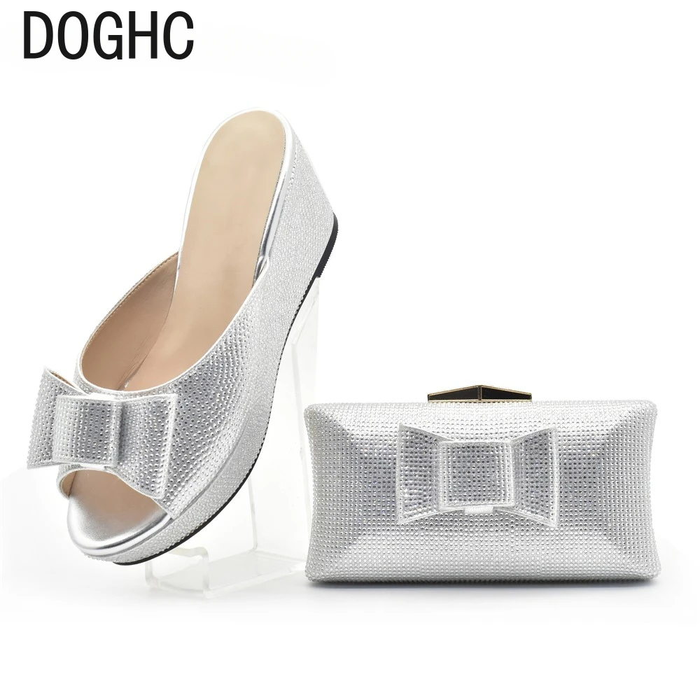 

Latest Italian Shoes with Matching Bags High Quality Women Comfy Platform Sandal Shoes African Women's Party Shoes and Bag Sets