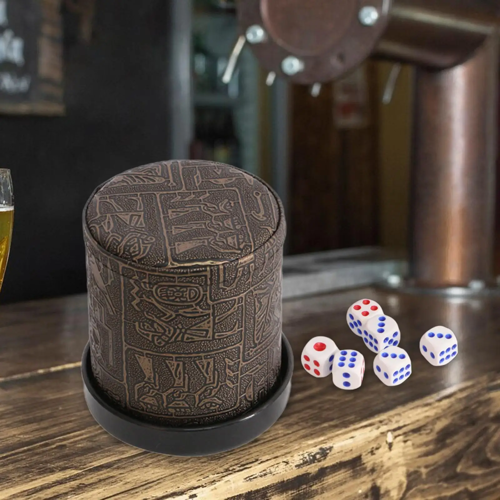 Leather Dice Cup Set with Base Premium Lined Dice Cup Game Accessory for Bar Family Board Night