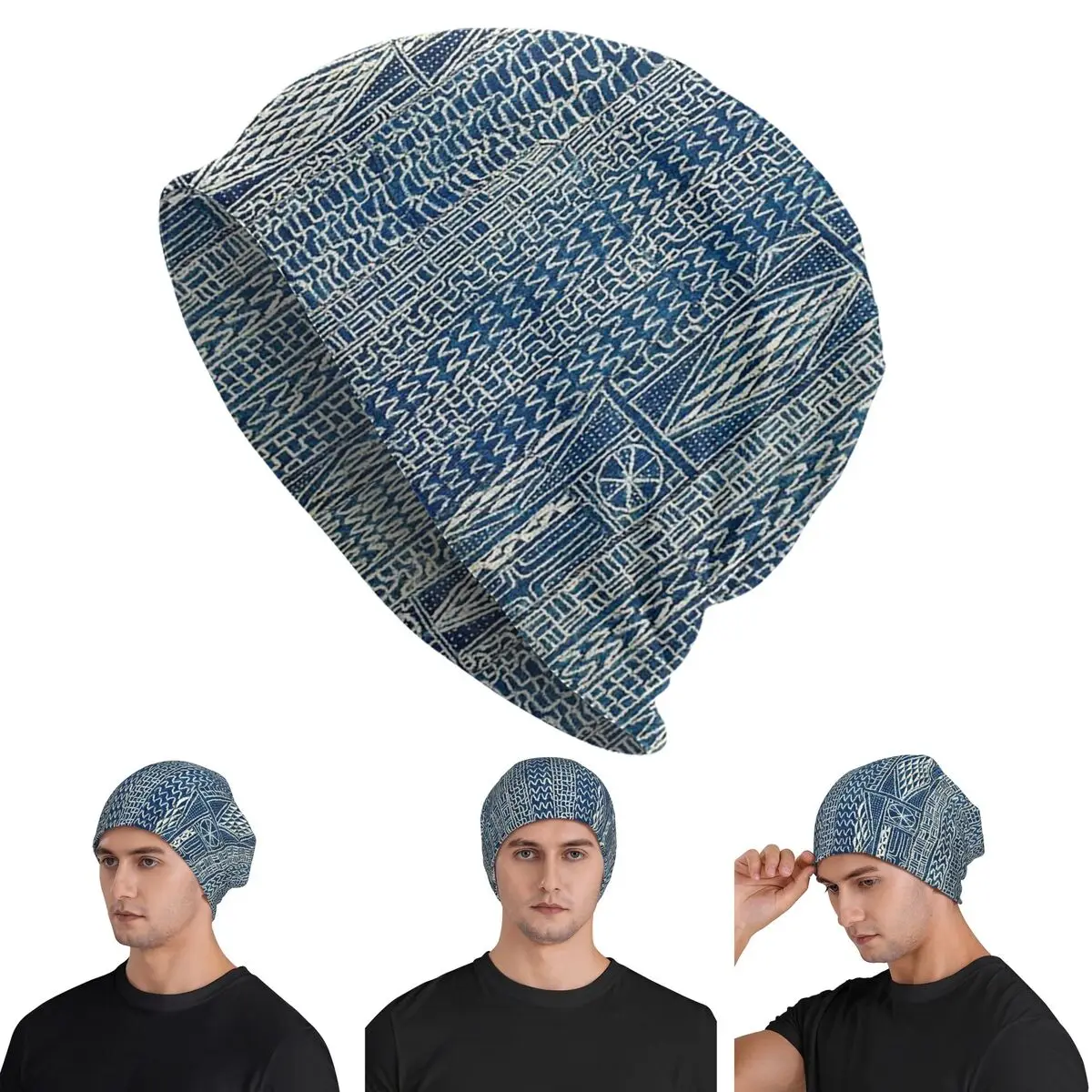 

Ndop Cameroon West African Textile Skullies Beanies Hats Warm Autumn Winter Outdoor Cap Knitted Bonnet Caps for Men Women Adult