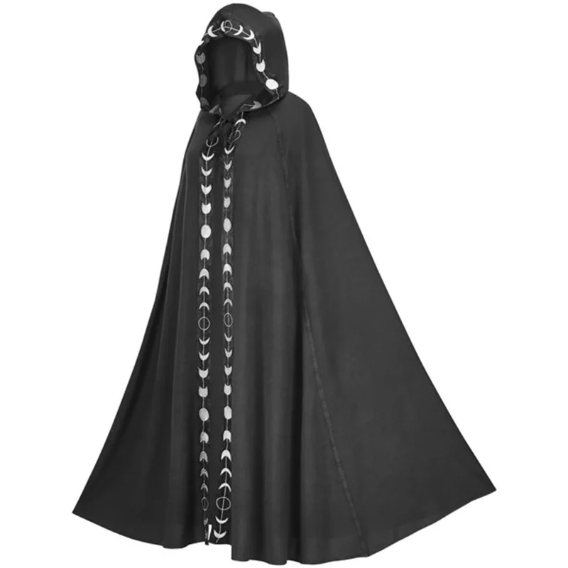 Fashion Moonlight Print Hooded Cloak Medieval Renaissance 5-color Cloak Halloween Christmas Costume