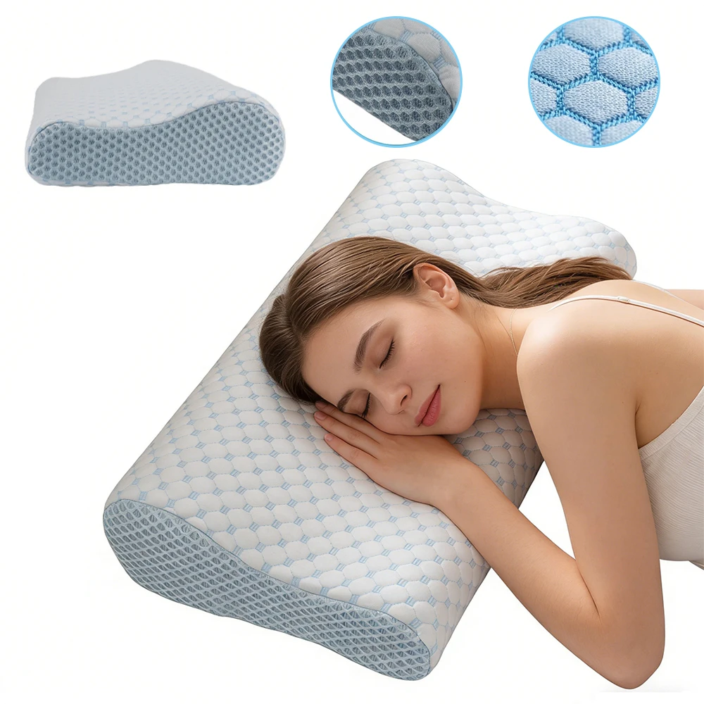 Cuscino in memory foam, cuscino ortopedico per il letto, ideale per dormire, cuscino cervicale per alleviare il dolore al collo, adatto a chi dorme su un fianco, sulla schiena o sul ventre.