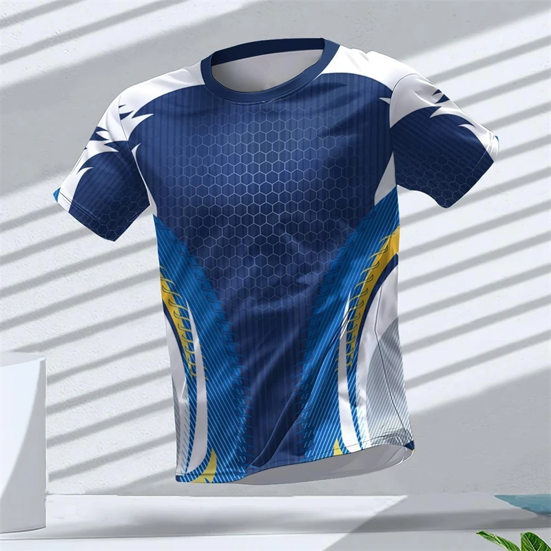Men's Sports Fashion 3D Printed T-Shirt with Geometric Pattern for Summer Leisure Running and Table Tennis T-Shirt