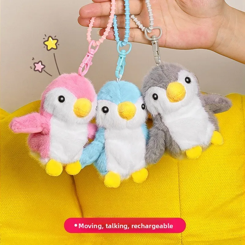 Children's Simulation Cartoon Electric Penguin Doll, Plush Schoolbag Pendant