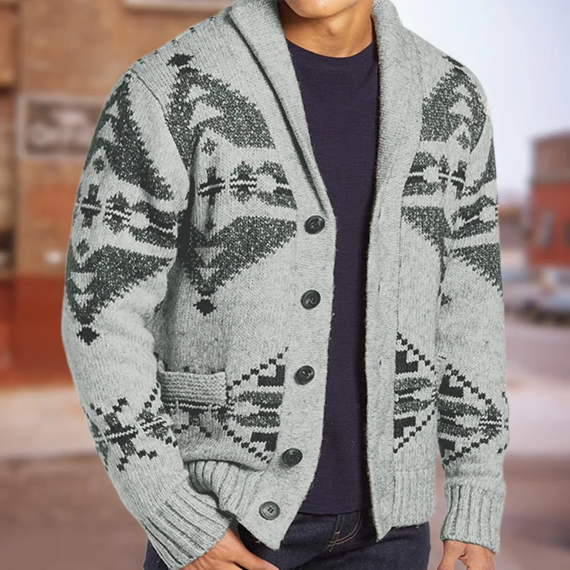 Men's large pattern is elegant new knitted jacket for autumn and winter