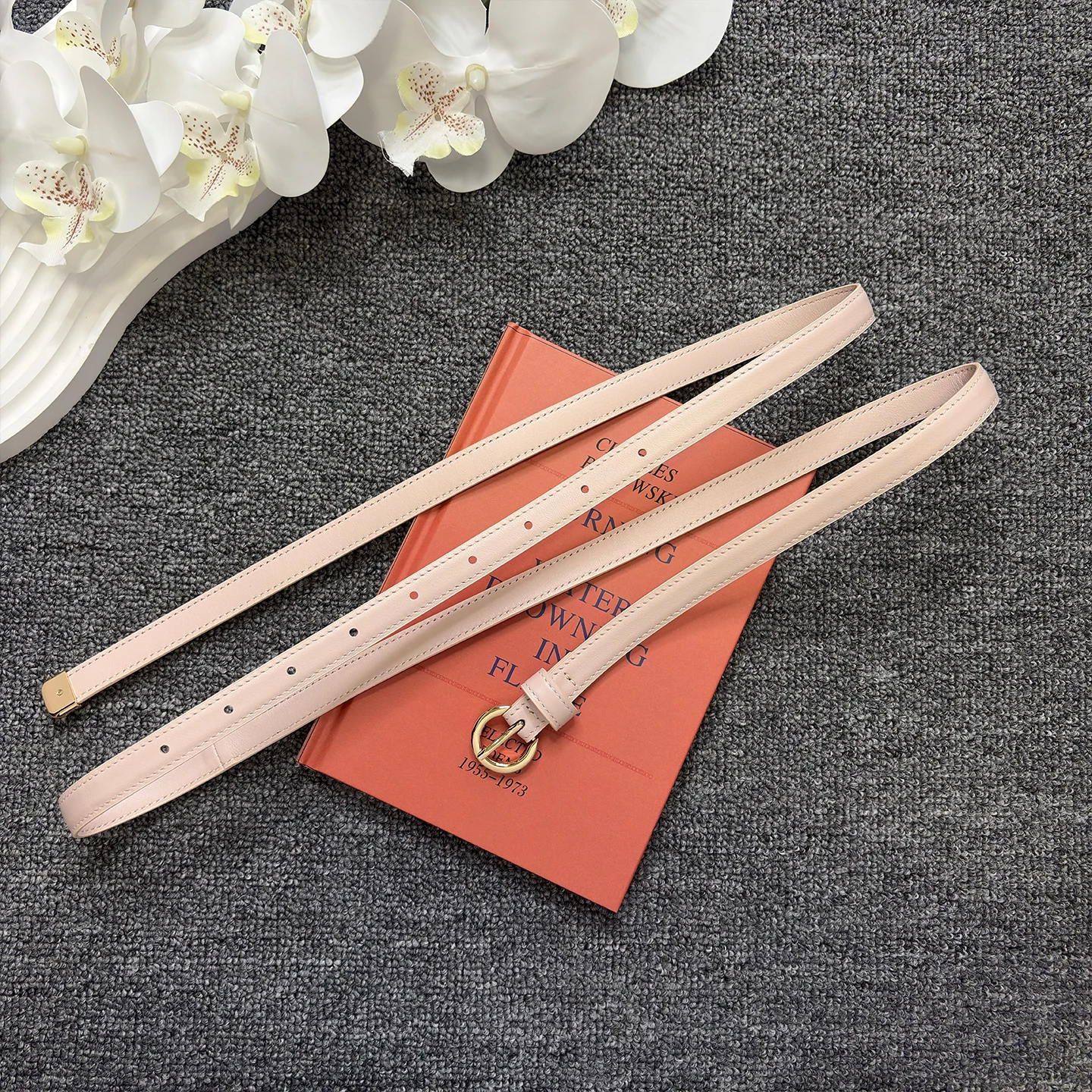 Women's fashionable and versatile pink leather belt with double-sided first-layer cowhide, extended by 1.5 centimeters, and deco