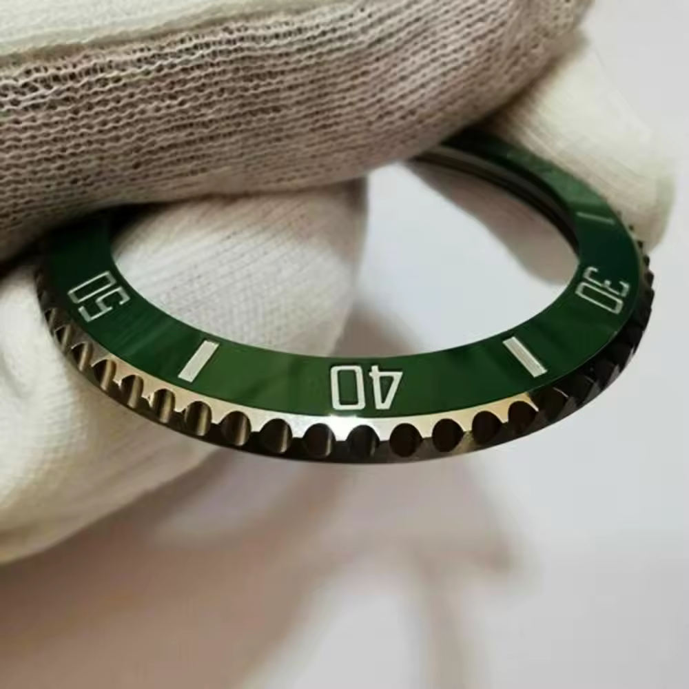 Accessori per orologi lunetta in acciaio con inserto in ceramica verde nera adatta per custodia RLX 40mm SUB 116610