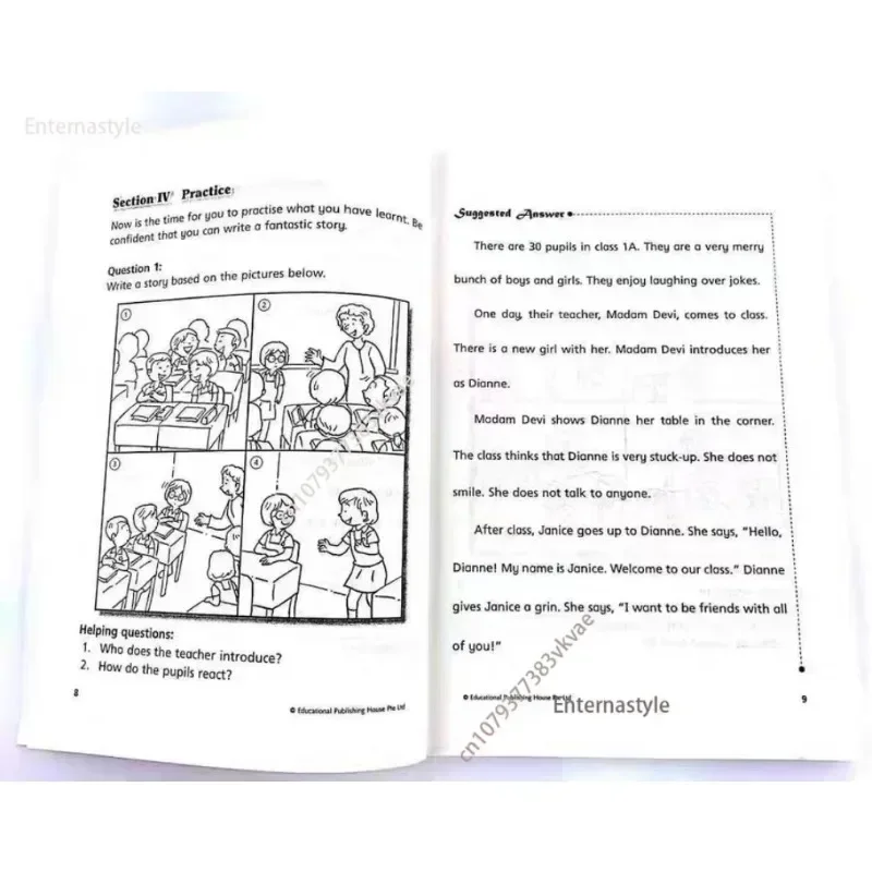 6 قطع/مجموعة من كتب الكتابة ذات التركيب المواضيعي باللغة الإنجليزية، كتب مدرسية للرياضيات في المدارس الابتدائية في سنغافورة