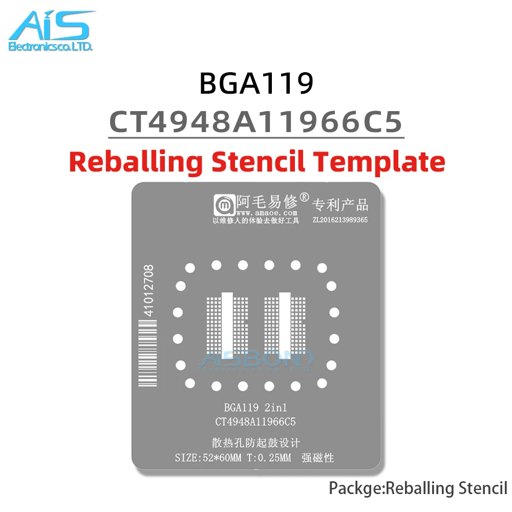 Amaoe BGA Reballing Stencil Template For CT4948A11966C5 NAND DDR BGA119 Chip Positioning Plate tin net