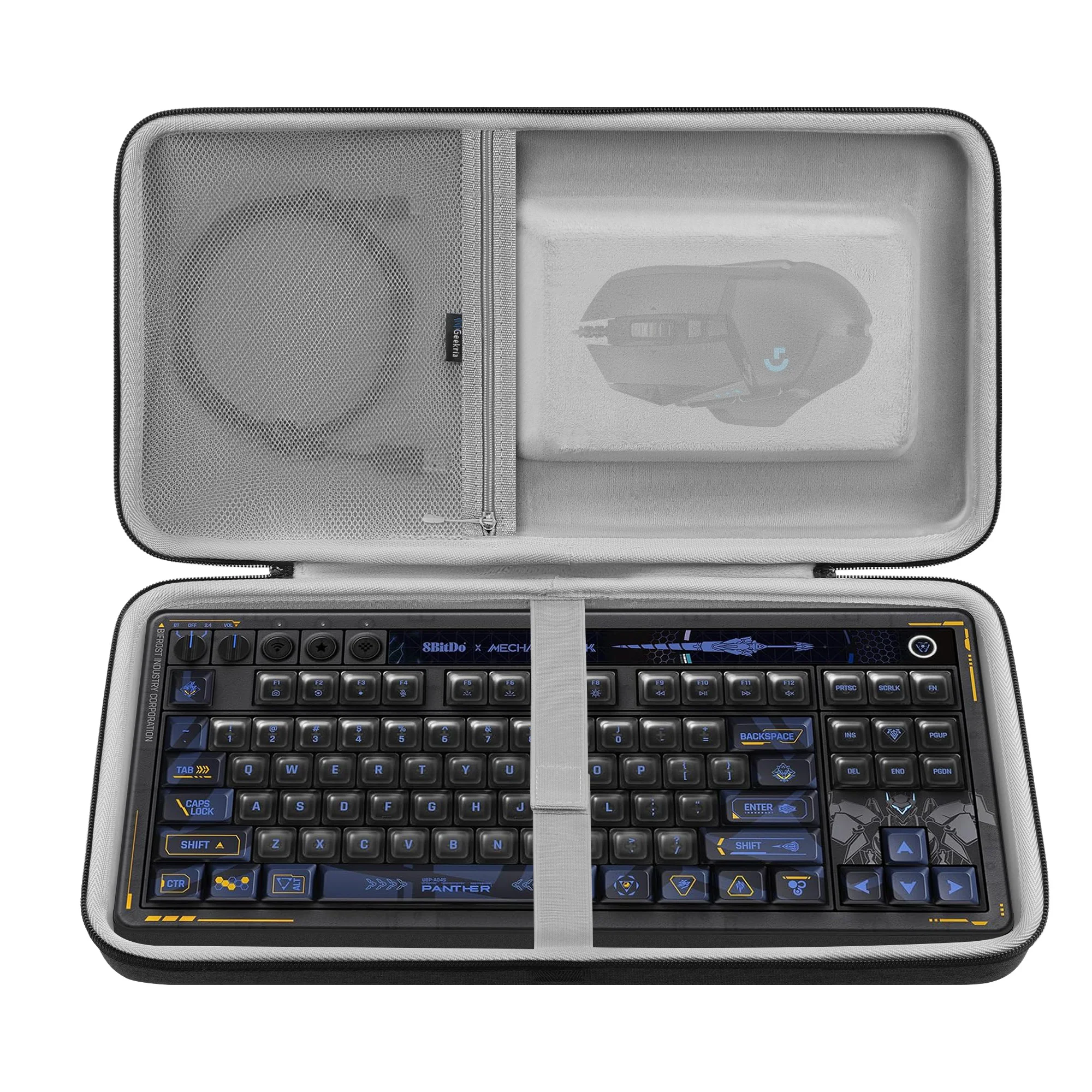 Geekria Hard EVA Storage Bag for 80% 8BitDo Retro 87 Keychron V3 Max RK M87 TKL Keyboard Mouse Carrying Case Dark Gray