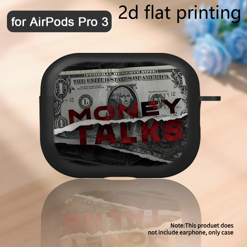 Vintage Torn Dollar Bill Schwarze Kopfhörerhülle für AirPods 4/3/2/1 Ohrhörerhülle für AirPods Pro 3/Pro 2/Pro TPU-Schutzhülle