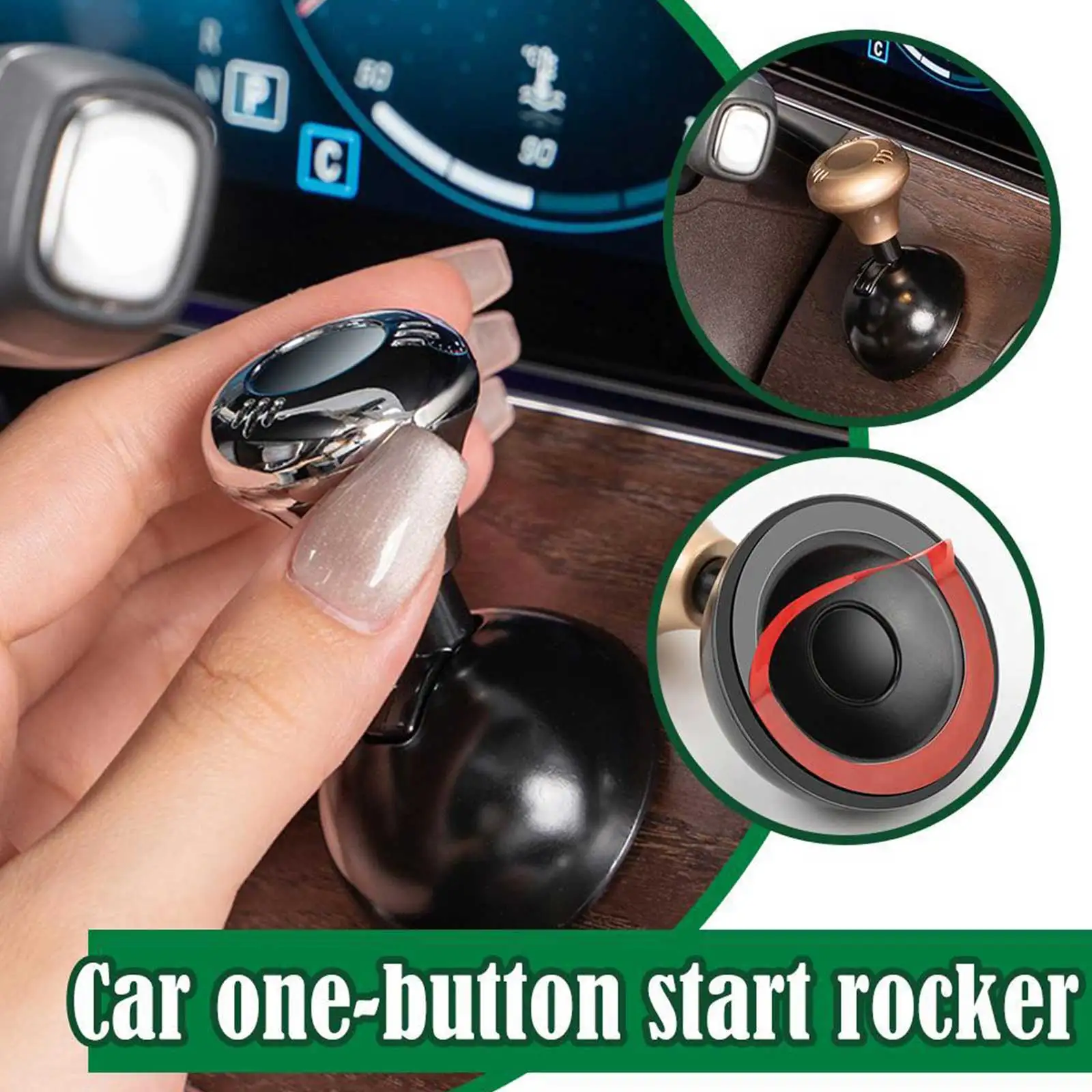 Car One Click Start Button Push Start Car Button Cover Engine Push Start Ignition Start Lever Automotive One-Touch Button Rocker