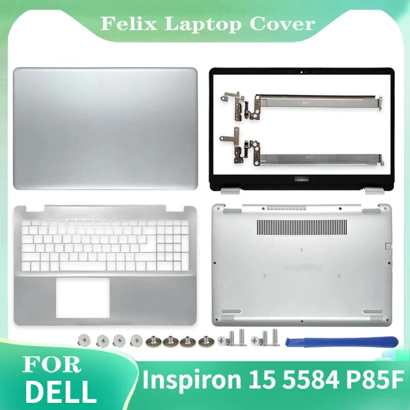 

New Laptop Case For Dell Inspiron 15 5584 P85F LCD Back Cover/Front Bezel/Hinges/Palmrest/Bottom Case Rear 02T6HN 0JX9NR Silver