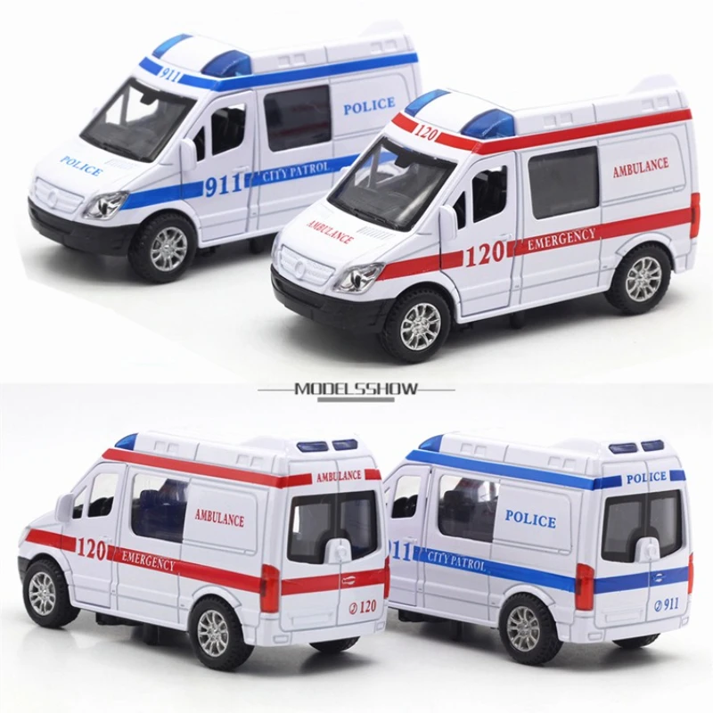 1:32 auto della polizia ambulanza alta simulazione pressofuso auto in lega di metallo modello auto giocattoli per bambini regali di raccolta