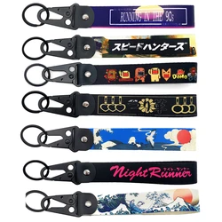 JDM Racing Car Keychain Nylon Japanese Style Gift Lanyard Keyring Auto Key Steel Spring Clip Key Starp Key Pendant For Hokkaido