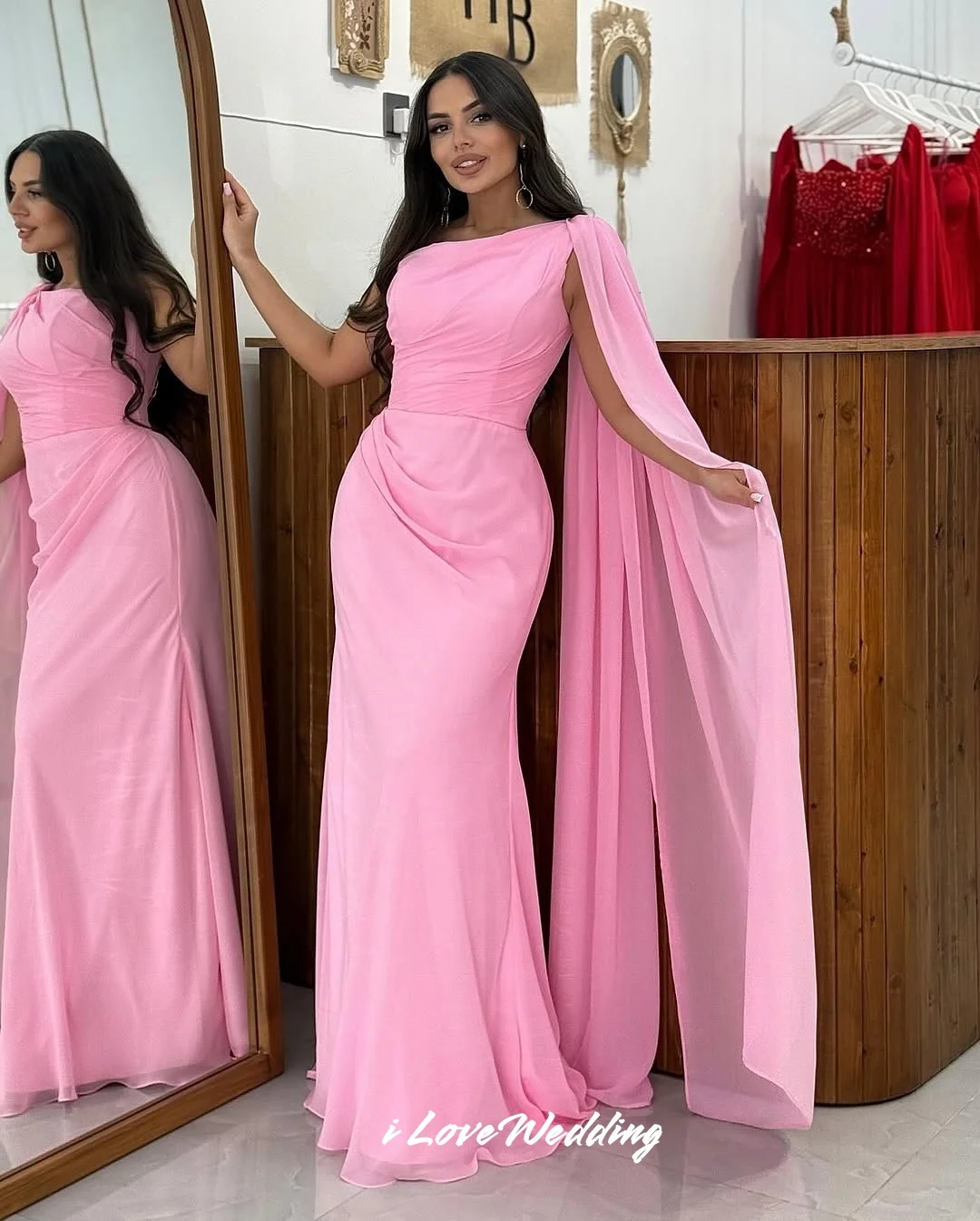 

Желтые вечерние платья на одно плечо 2025 Шифоновая шаль Русалка Плиссированные платья длиной до пола со шлейфом Свадебные платья по индивидуальному заказу