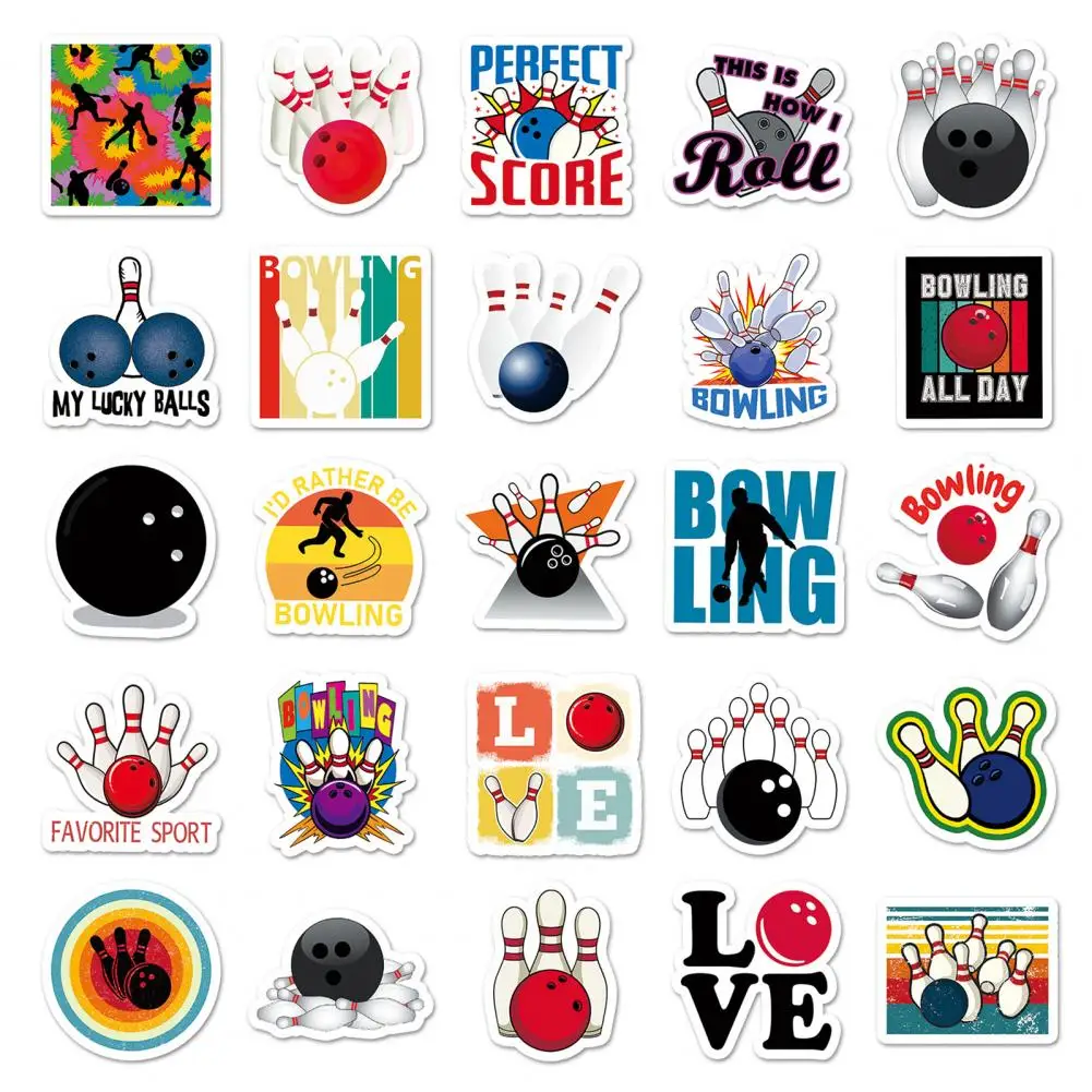 50Pcs/Set Tear-resistant Sticker Removable Decorative No Residue Bowling Ball Doodle Sticker