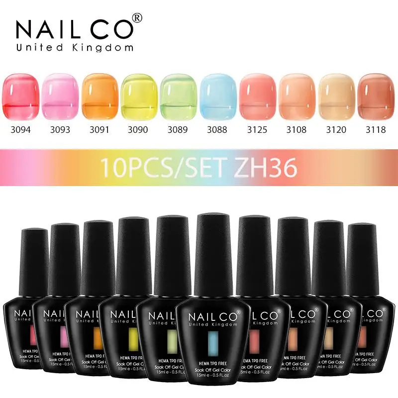 NAILCO 10PCS Set Jelly Color Macarone Gel Polish Set Gel Nail Art All For Manicure Semi-Permanent Varnish Hybrid Design Gel Kit