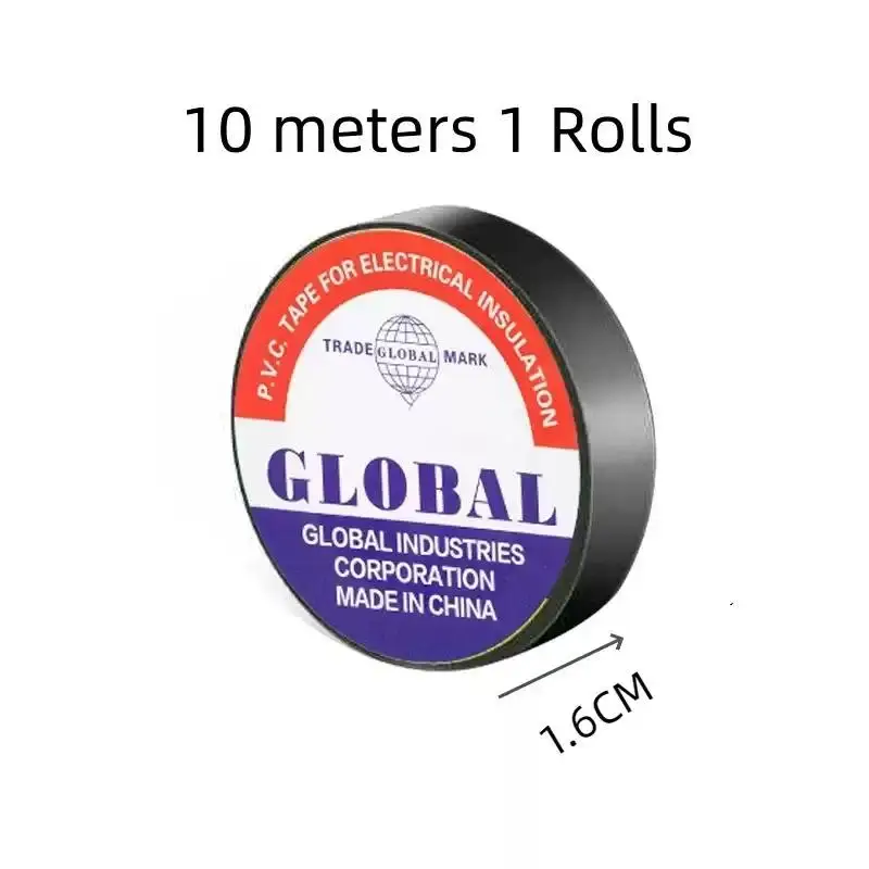 1/2/5/10Rolls 10M Black Flame Retardant Electrical Insulation Tape Strong Adhesive Wire Harness Tape For Electrical Wiring