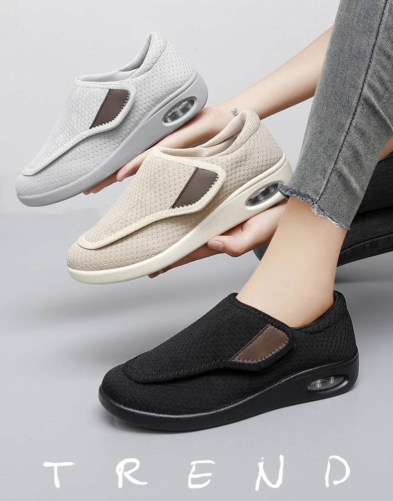 Damen-Sneaker, orthopädisch, für breite Füße, geschwollene Füße, lässige Damenschuhe, Einstellung der großen Zehen, weich, bequem, Diabetiker-Schuhe für Herren – Detail 4