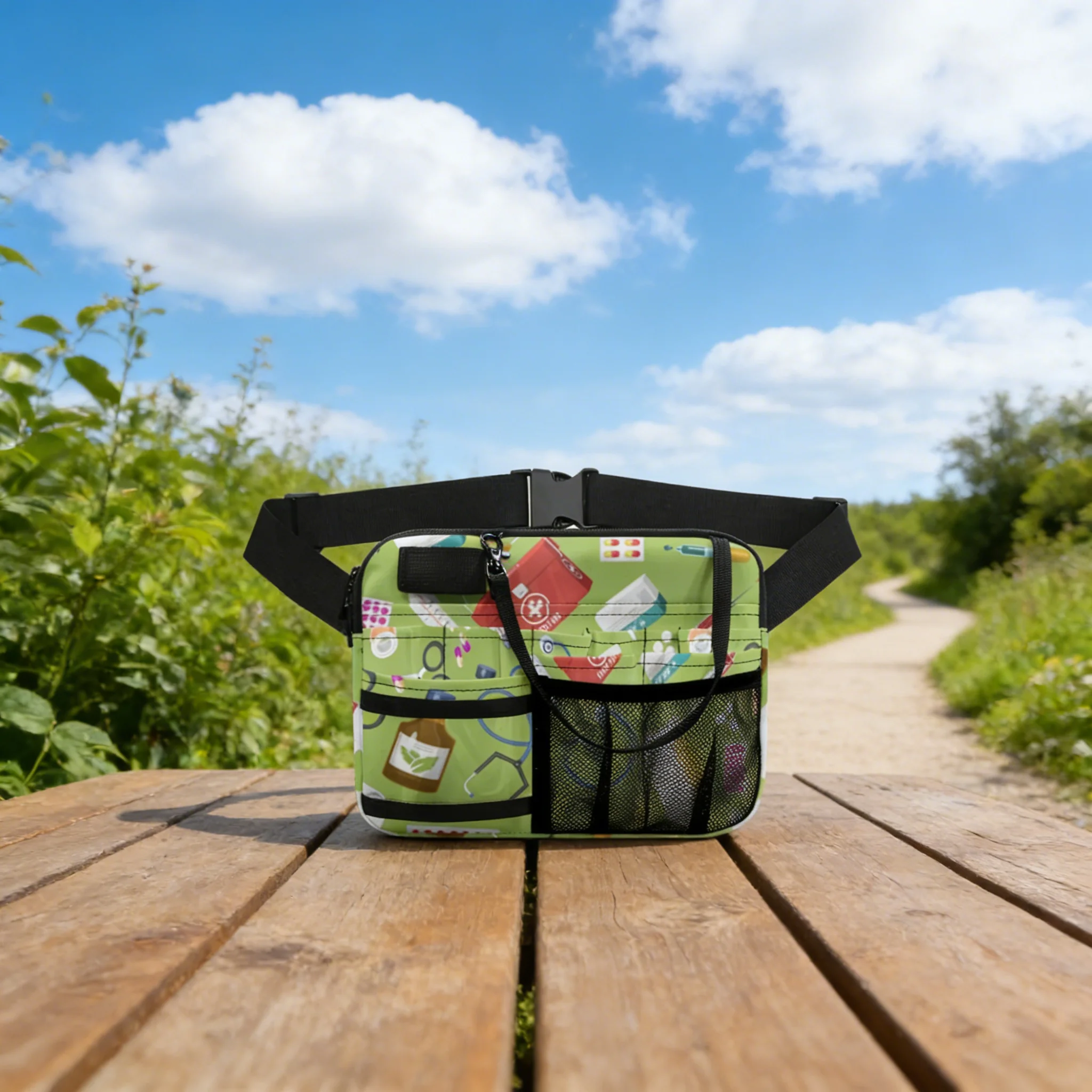 Sugar Skull Design Waist Bag, Colorful Skull Fanny Pack, Portable Organizer for Travel