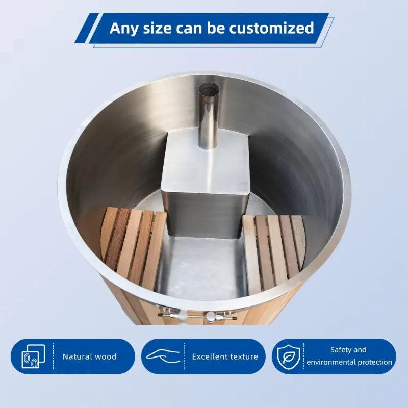 1 - 2 Person Mini Indoor Spa Whirlpool Massage Stainless Steel Inner Liner Wood Fired Hot Tub USA