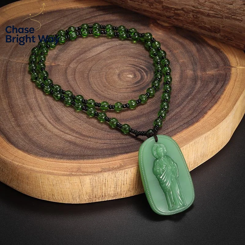 Exquisite Imitation Jade  Necklace Religious  Ornament Church Souvenir Accessories For Daily Wear & Gift