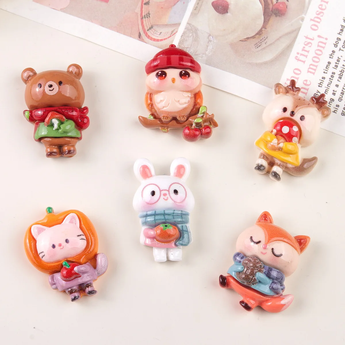 

5 шт. миниiso лиса кролик мультфильм аксессуары из смолы diy мусорный чехол подвески ручной работы миниатюрные матеилы ювелирные изделия ремесла поставки