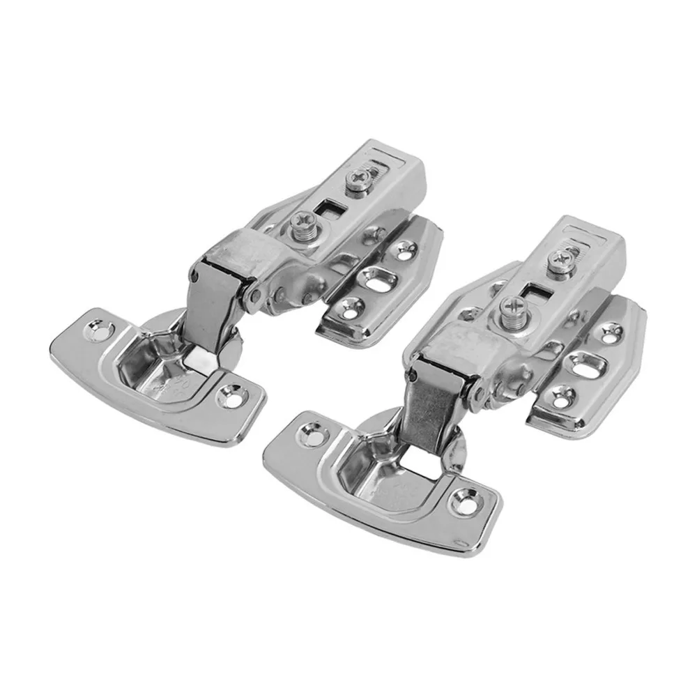 4Pcs Stainless Steel Cabinet Hinge Buffering Damping Fixed Mount Soft Close Hinge 2.0mm Thickness Full Overlay No