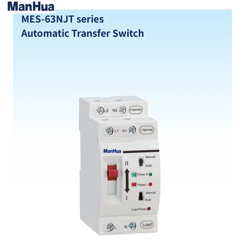 ManHua 2P AC 220V 63A 2 Poles Mini Household ATS Dual Power Automatic Transfer Switch for Home Use Pc Class