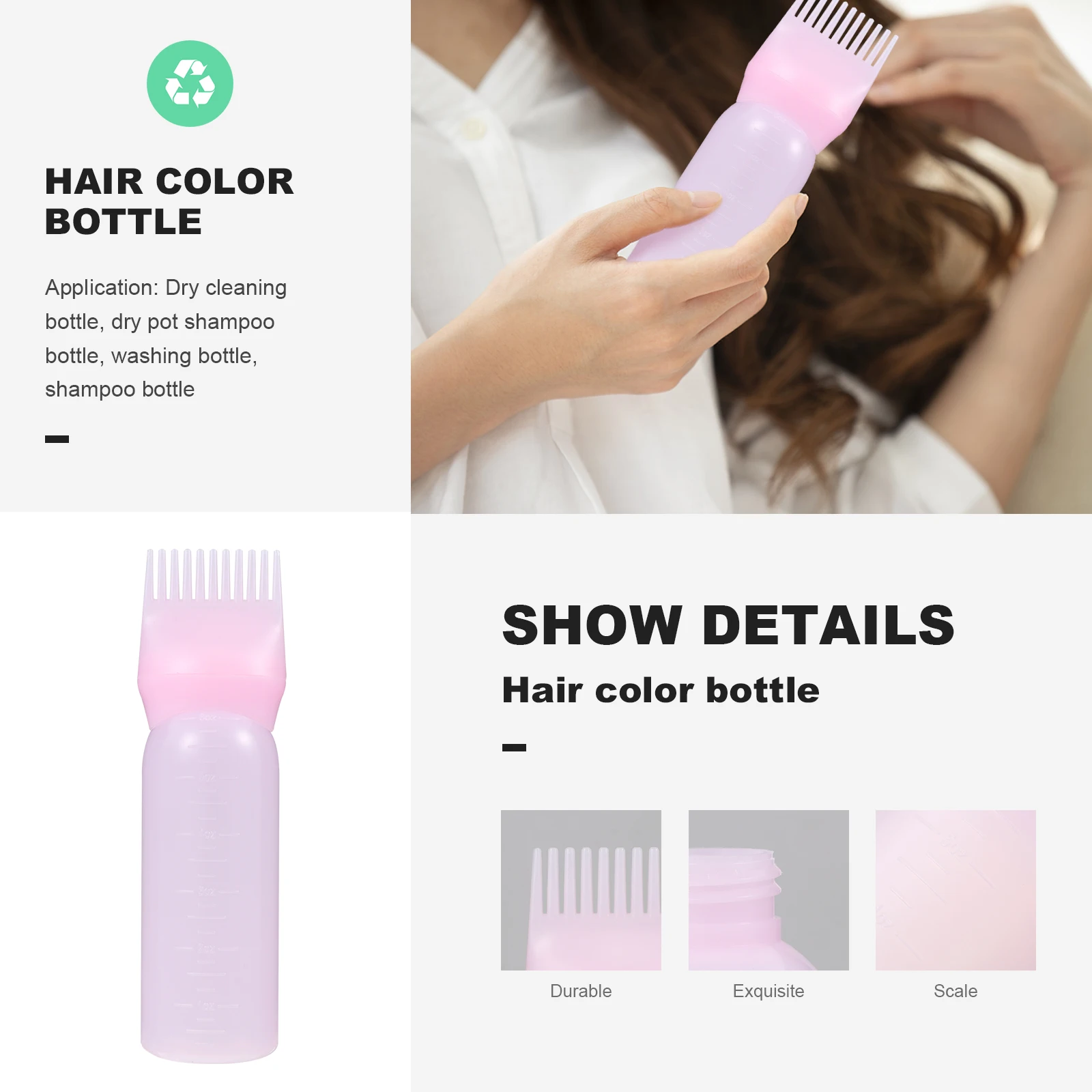 

Prime Plastic Hair Dye Comb Bottle Graduated Dry Cleaning Barber Accessories Empty Shampoo Oil Applicator Safe Durable Practical