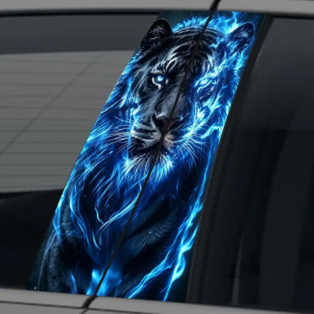 2pcs Animal Car B-Pillar Decal Tiger Wolf Sticker for Car Center Pillar Waterproof Fierce Animal Car Sticker DIY Car Door Pillar