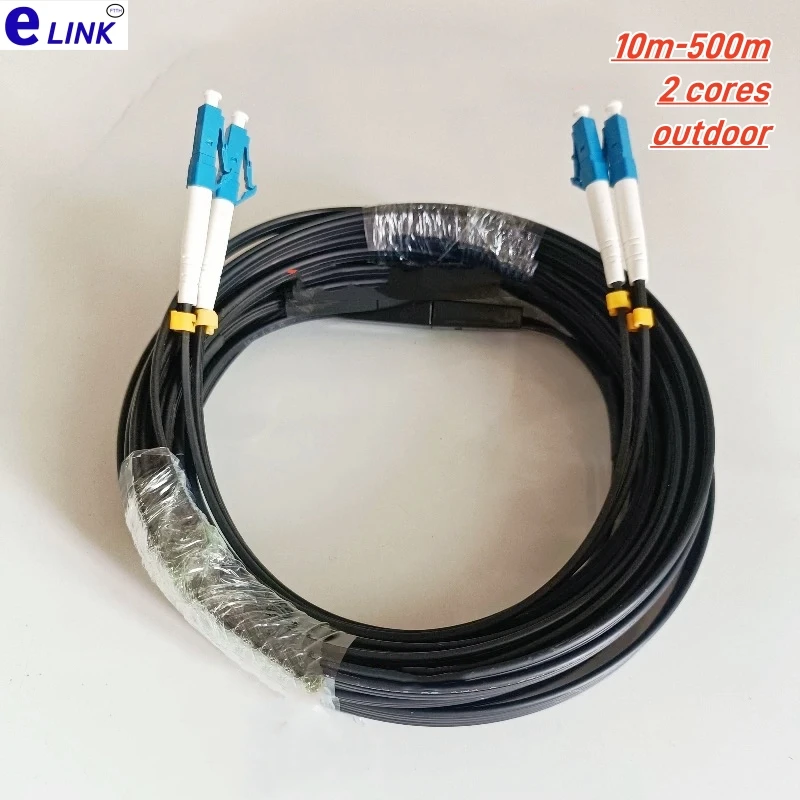Outdoor Drop optic patch cord ​LC-LC 10m-500m singlemode FTTH Drop Fiber Optic Cable G652D jumper cable 2 Core 3 Steels 100m150m