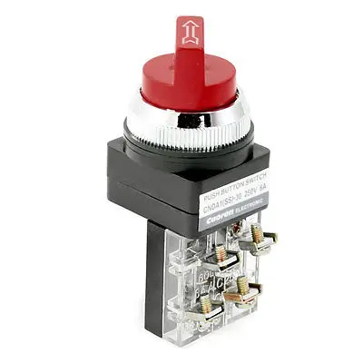 250VAC 6A 1NO 1NC 4-Terminal 2 Position Red Selector Latching Push Button Switch