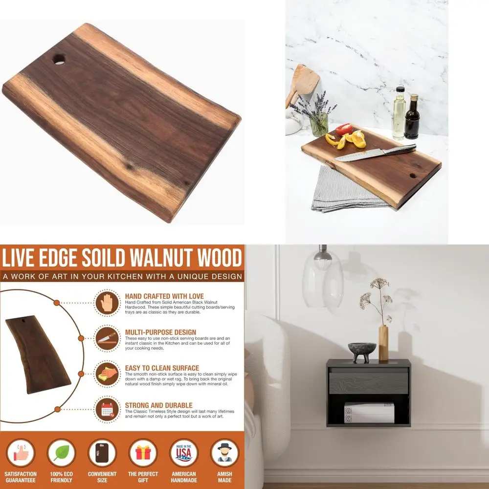 

Двусторонняя прочная уникальная разделочная доска из черного ореха 8x12 — твердая деревянная плита American Amish ручной работы — пищевой сейф, качество премиум-класса