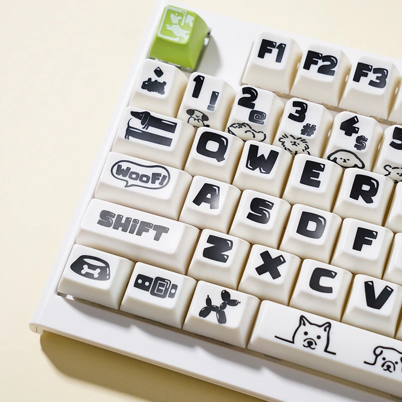 Black and white keycaps Wang Wang team space wooden fish sound keycaps sa cute wind large font with side engraving keycaps do no