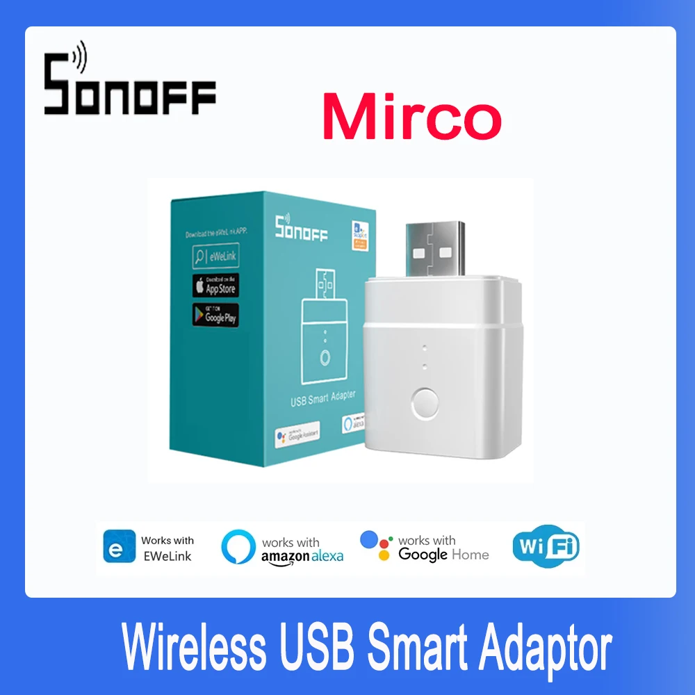 SONOFF Micro 5V Wireless USB Smart Adaptor Smart Home Remote Contorl Switch via eWelink APP Google Home Alexa Voice