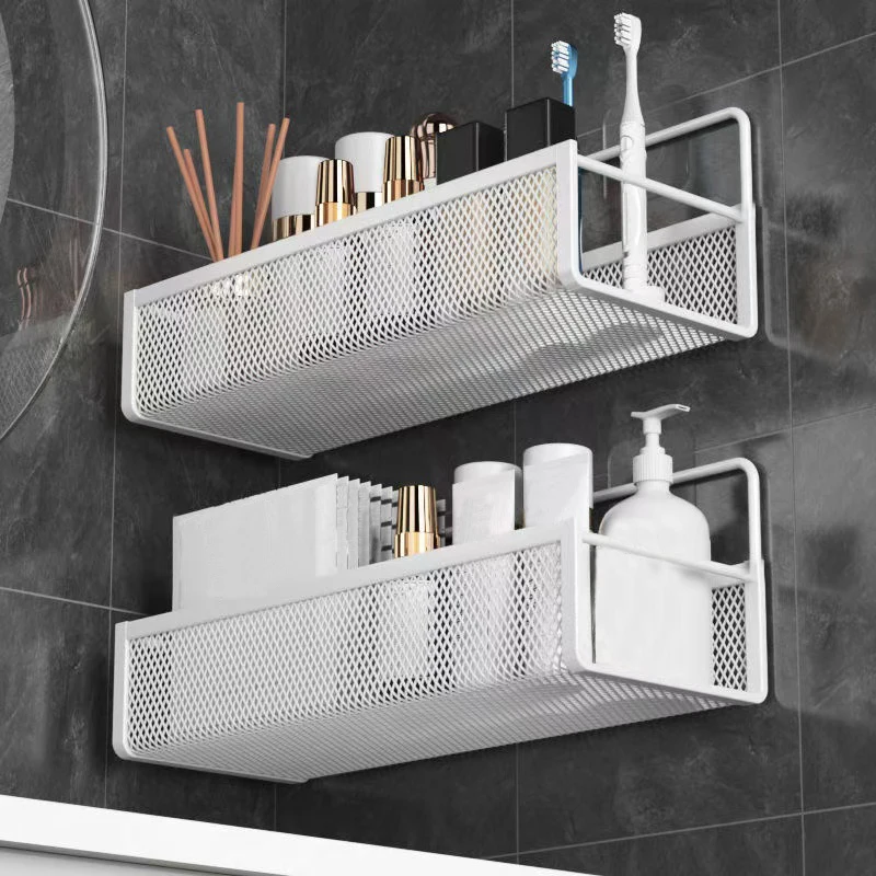 1Pc便携式 Hanging Wall-Mounted Storage Rack No-Drilling Bathroom Onion Garlic Seasoning Organizer Kitchen Storage Basket image 2