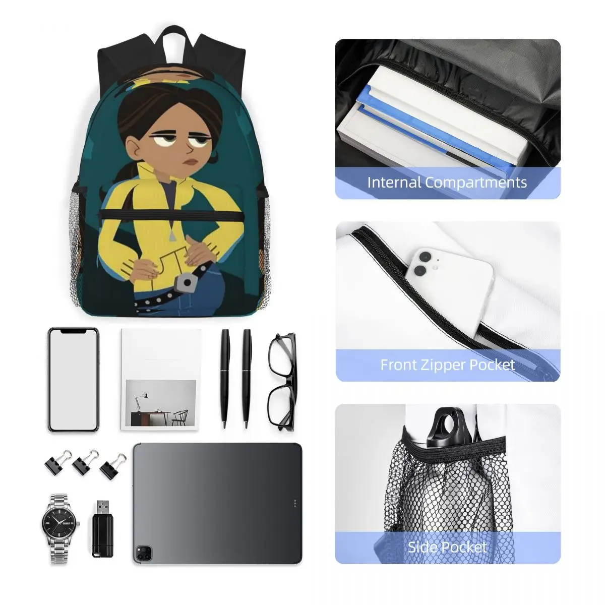 حقيبة ظهر للطلاب من Aviva Corcovado Wild Kratts حقيبة مدرسية للمشي لمسافات طويلة والسفر حقيبة نهارية للرجال والنساء حقيبة كتب عصرية حقائب كتف #5