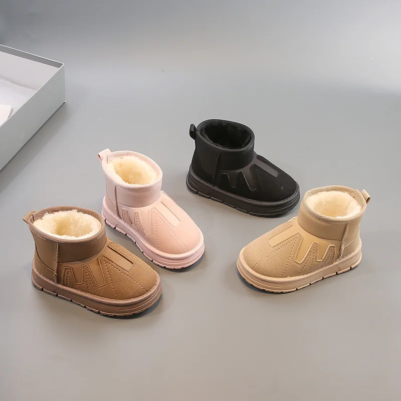 

Kids Snow Boots Winter New Warm Girls Ankle Fashion Cotton Boots Outdoor Soft Versatile Children Causal Plush Boots Thick Bottom