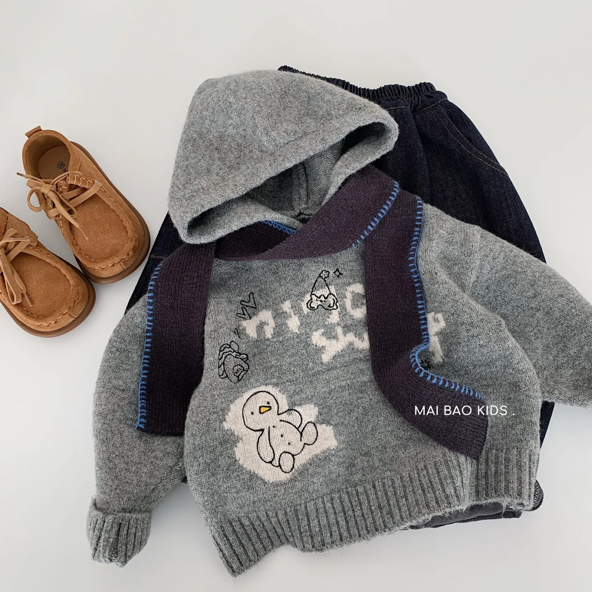 

Autumn Winter Boys Girls Sweater Knitwear Kids Hoodie Pullover Cotton Thicken Warm Loungewear Jumper Kids Clothes