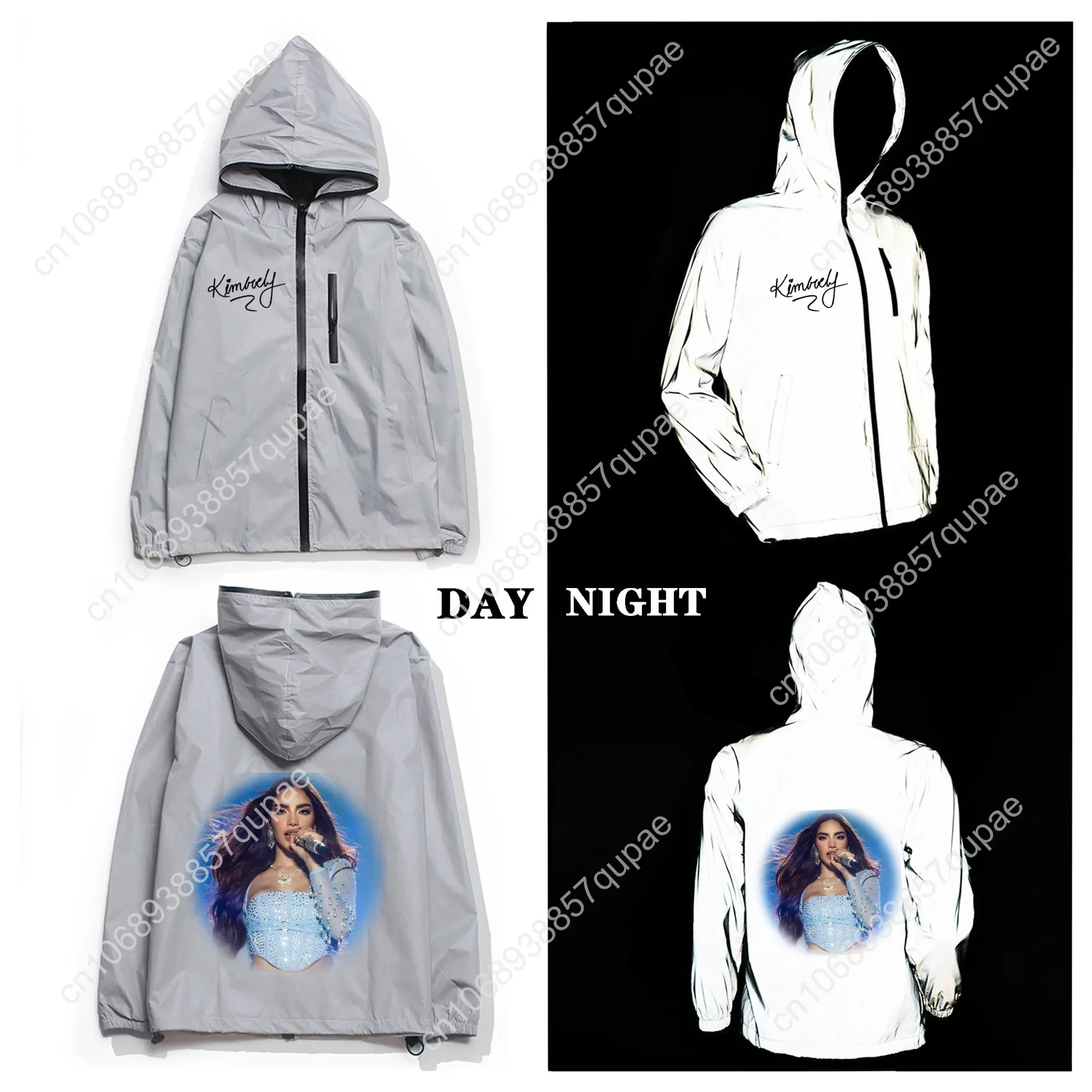 Kimberly Loaiza Reflective Jacket Men Women Coat Hooded Windbreaker Runing Pocket Jackets Cycling Hiking Customized Hoodie