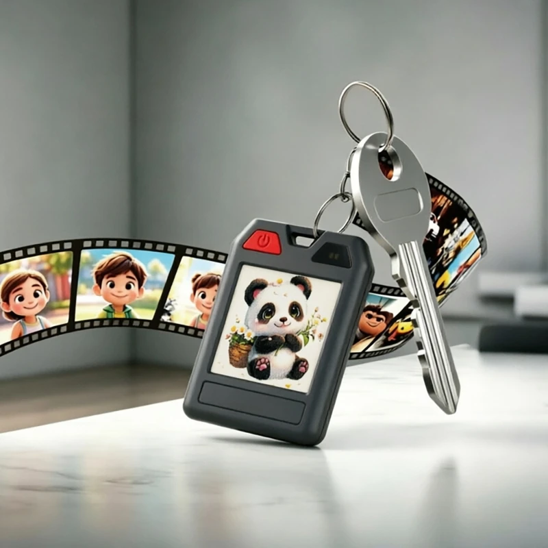 1.54 inch E-ink Display E-paper Dual-System Pet Tracker Wallet Keychain Anti-Loss Device Compatible with Iphone IOS and Android