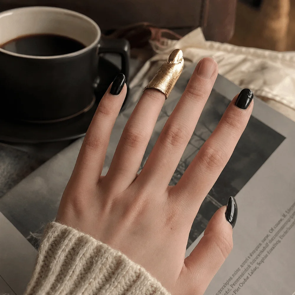 Personality Irregular Texture Lava Drop Ring Vintage Bowknot Nail Sleeve Niche Design Alloy Armor Ring Party