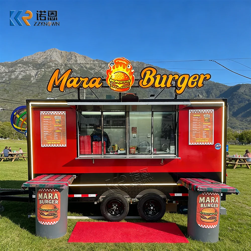 

Street Mobile BBQ Dessert Food Trailer Snack Coffee Ice Cream Trailer Pizza Food Truck With Full Kitchen Equipments