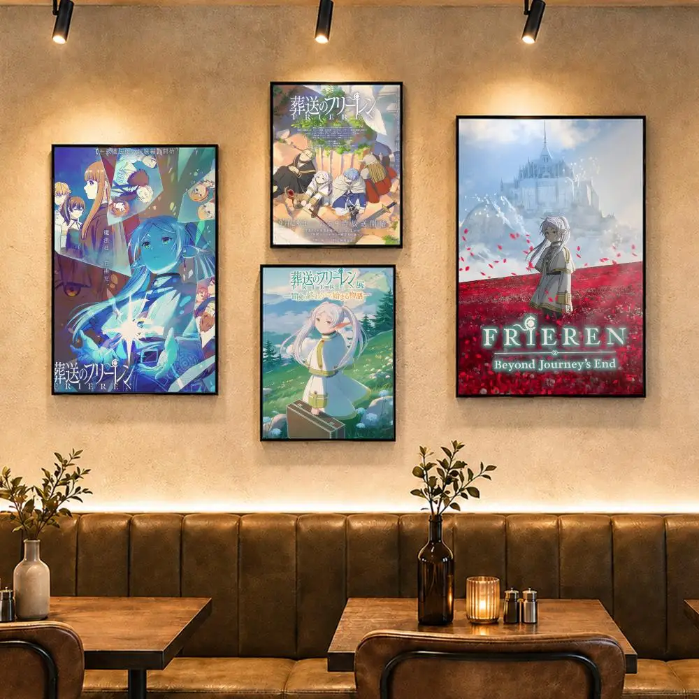 Fantasy Anime F-Frieren: Beyond Journey's EndS Poster Vintage Retro Anime Poster Stickers Peel and Stick Wall Art Home Decor