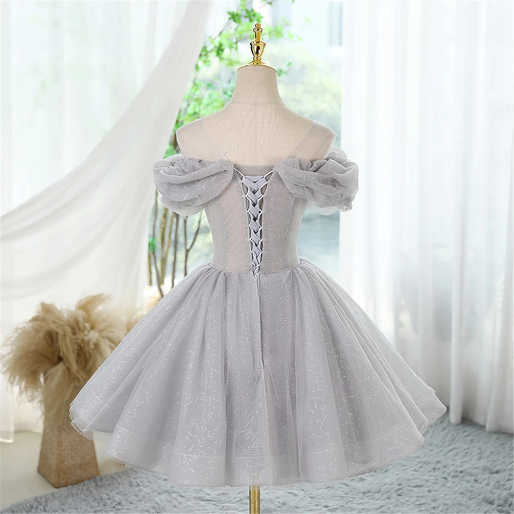 Elegant Scoop Stock Short Homecoming Dresses 2025 Organza Mini Cocktail Birthday Prom Party Graduation Gown Hoco Dress H326