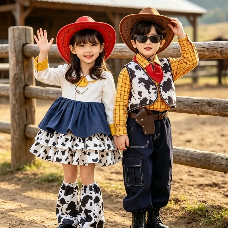 Western Cowboy Themed Children's Performance Costumes, Boys' and Girls' Garden Party Role-playing Sets, Movie Outfits view 3