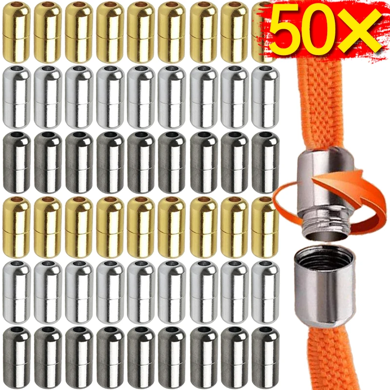 2/50Pcs Metal Capsule Shoelaces Semicircle Buckles No Tie Buckle Connector for Shoes Sneakers Shoelace Kids Adult Quick Tie Tool